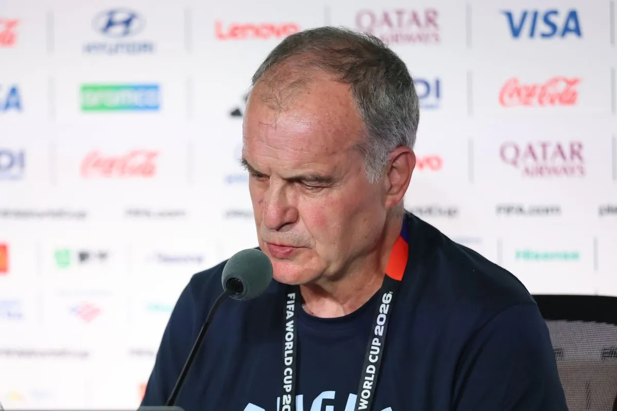 Marcelo Bielsa speaks during a press conference