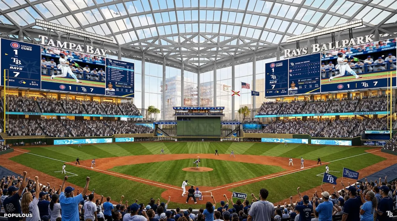 The Tampa Bay Rays released renderings of their proposed new ballpark in Tampa, with a target...
